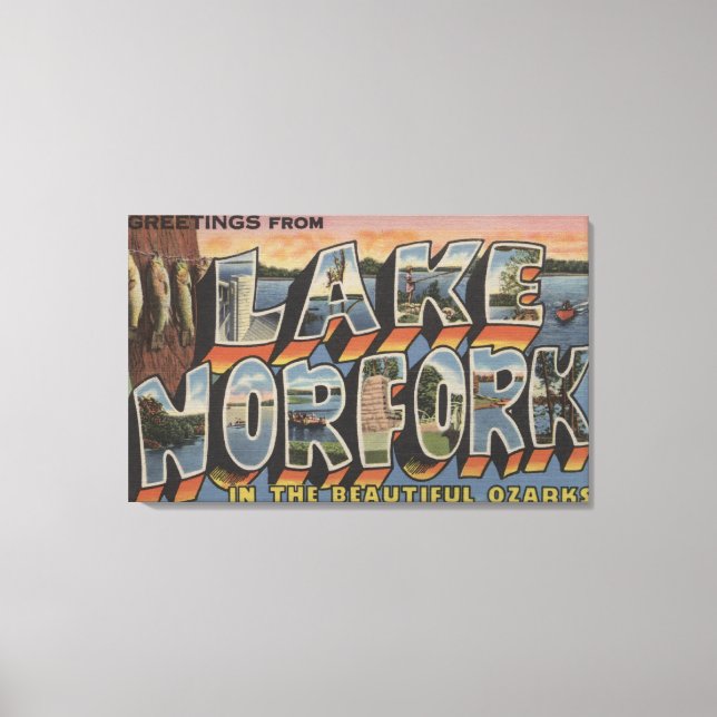 Norfork-See, Arkansas - Große Buchstabenszenen Leinwanddruck (Vorderseite)