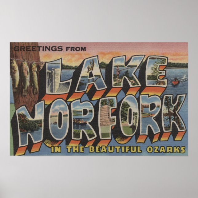 Norfork-See, Arkansas - Große Buchstabenszenen Poster (Vorne)