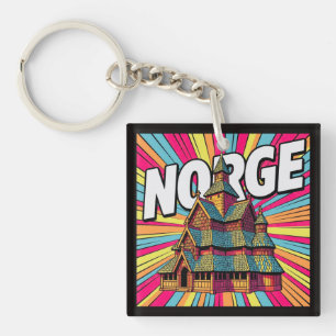 Norge Gol Stabkirche Oslo Pop-Art-Schlüsselanhänge Schlüsselanhänger