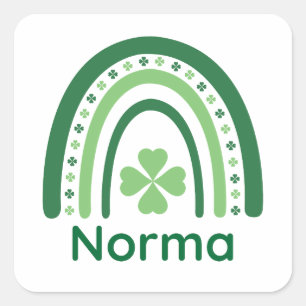 Norma Name Clover Boho Regenbogen Quadratischer Aufkleber