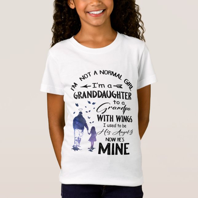 Normal Girl Großtochter Opa mit Flügelengel T-Shirt (Vorderseite)