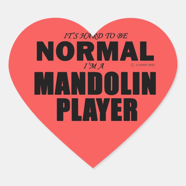 Normal Mandolin Player Heart Sticker (Vorderseite)