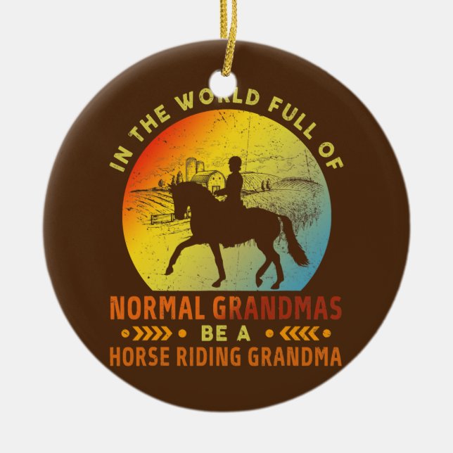 Normal Oma Proud Reiten Grandma Retro Keramik Ornament (Vorne)