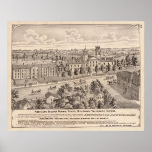 Normale Gebäude der Nordischen Schule in Indiana Poster