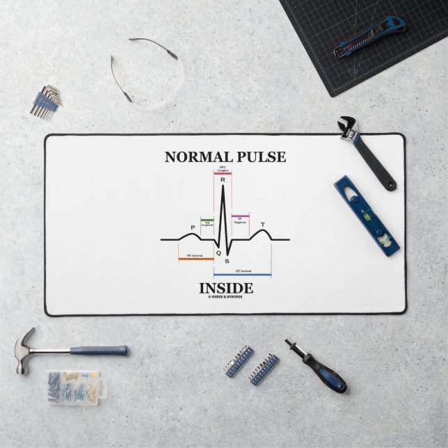 Normale Pulse im Herzrhythmus Elektrokardiogramm Schreibtischunterlage (Arbeitsplatz)