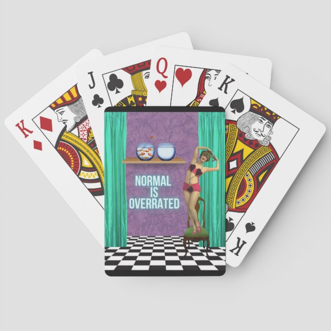 Normalerweise wird Funky & Fun Altered Art überbew Spielkarten (Rückseite)