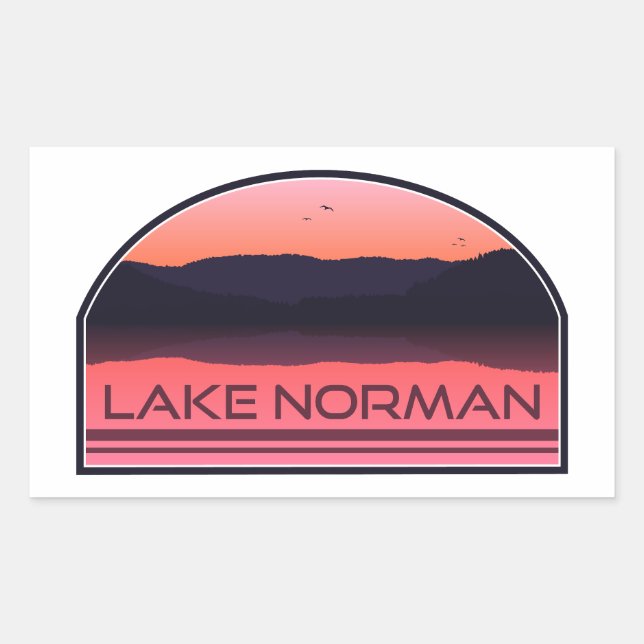 Norman North Carolina Red Sunrise Lake Rechteckiger Aufkleber (Vorderseite)