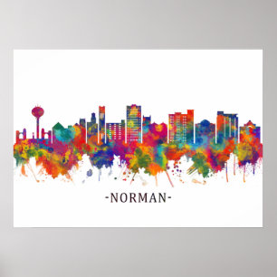 Norman Oklahoma Skyline Poster