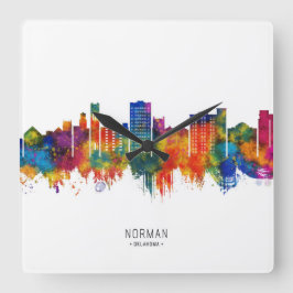 Norman Oklahoma Skyline Quadratische Wanduhr