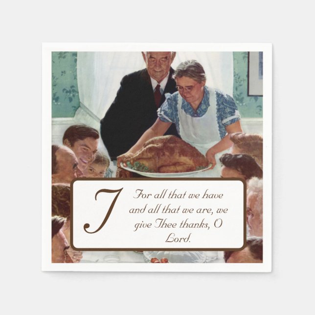 Norman Rockwell Anpassbarer Erntedank Serviette (Vorderseite)