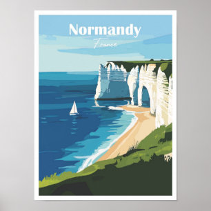 Normandie Frankreich Kunstwerk Reiseort Illustrati Poster