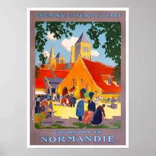 Normandie Frankreich Vintage Reise Poster