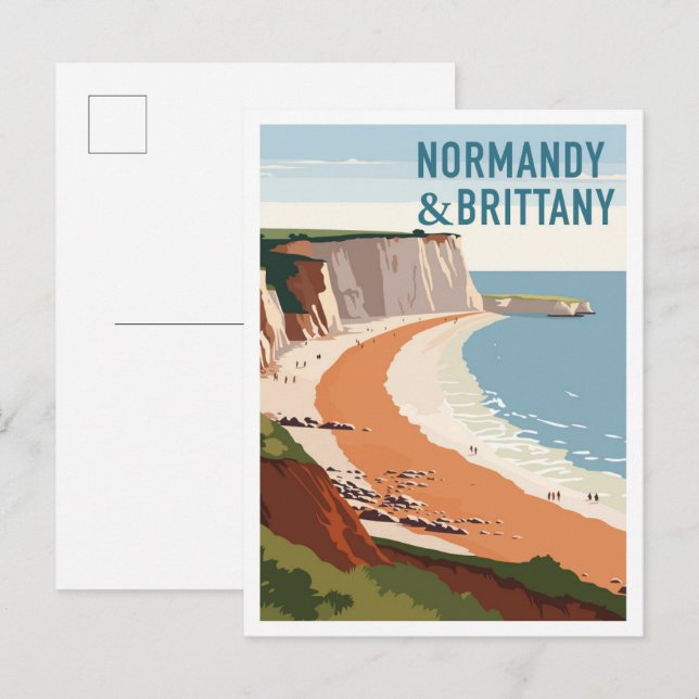 Normandy and Brittany France vintage Travel Postkarte (Vorne/Hinten)