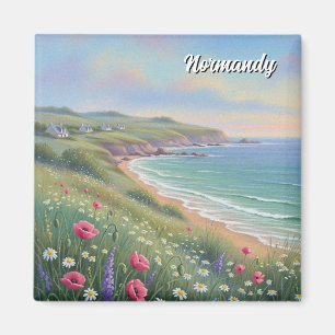 Normandy France Étretat Cliffs Wildblumen Magnet
