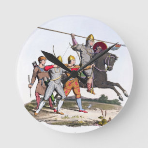 Normannischer Ritter und Bogenschützen, 1066, 'vo Runde Wanduhr