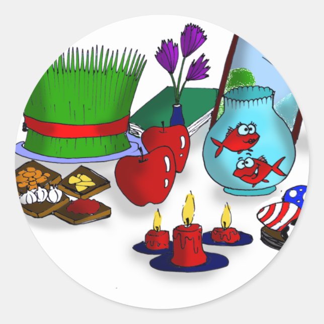 Norooz-Cartoon Runder Aufkleber (Vorderseite)