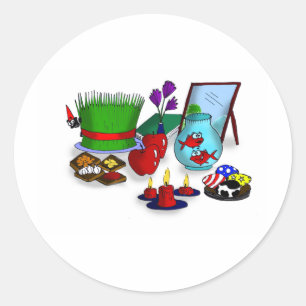 Norooz-Cartoon Runder Aufkleber