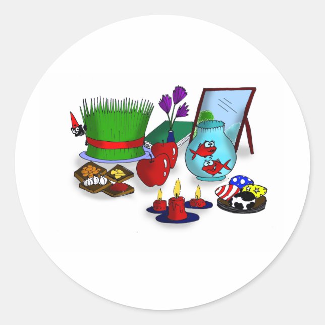 Norooz-Cartoon Runder Aufkleber (Vorderseite)