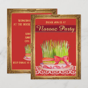 Norooz Party Red Sabzeh Weizengras Einladung