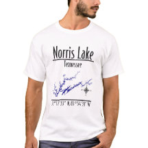Norris Lake Tennessee Karte Koordinaten T-Shirt