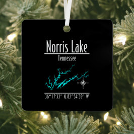 Norris Lake Tennessee Uferkarte Metallquadrat Ornament Aus Metall