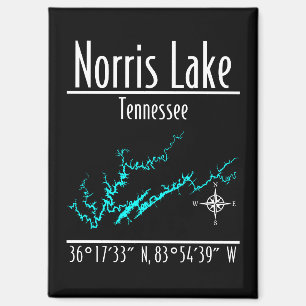 Norris Lake Tennessee Uferkarten-Koordinaten Magnet
