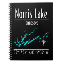 Norris Lake Tennessee Uferkarten-Koordinaten Notizblock