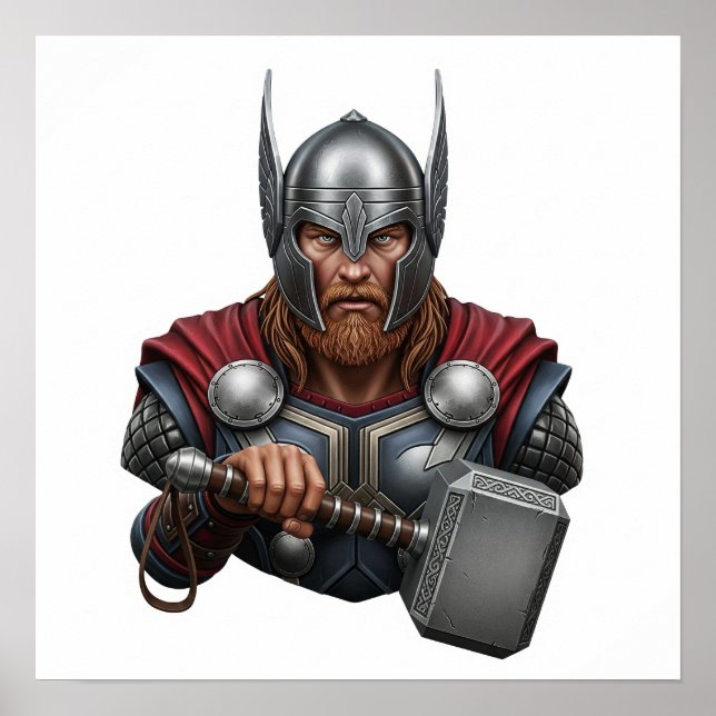 Norse God Thor Portrait Poster (Vorne)