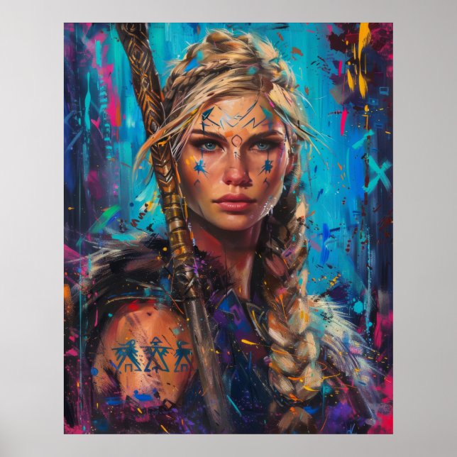 Norse Goddess Freyja - Königin von Valkyries Blond Poster (Vorne)