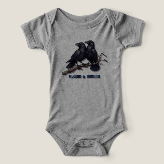 Norse Mythology Baby One-sie, Odins Ravens (Design Vorderseite)