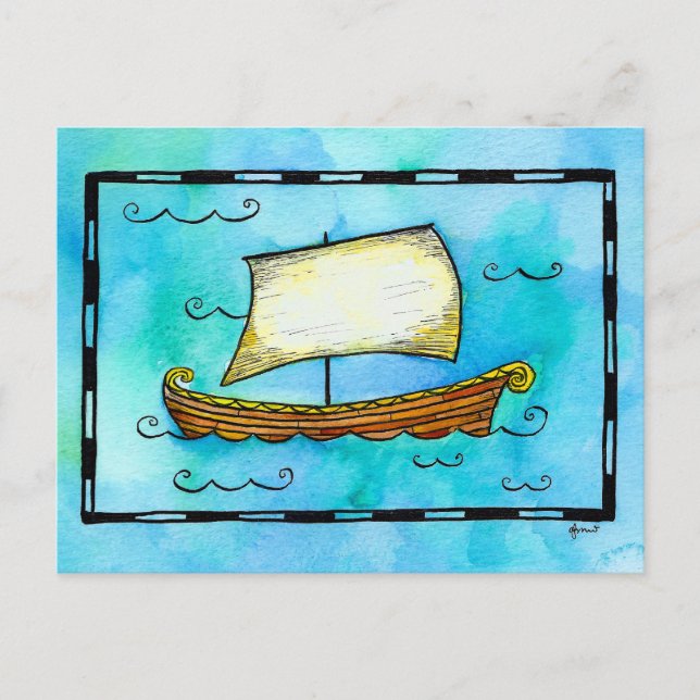 Norse Sailing Ship Postcard Postkarte (Vorderseite)