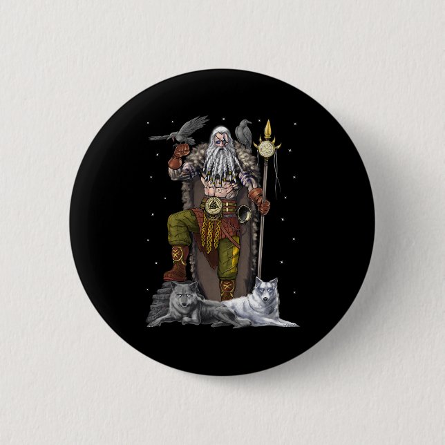 Norse Viking God Odin Button (Vorderseite)