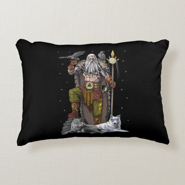 Norse Viking God Odin Dekokissen (Vorderseite)