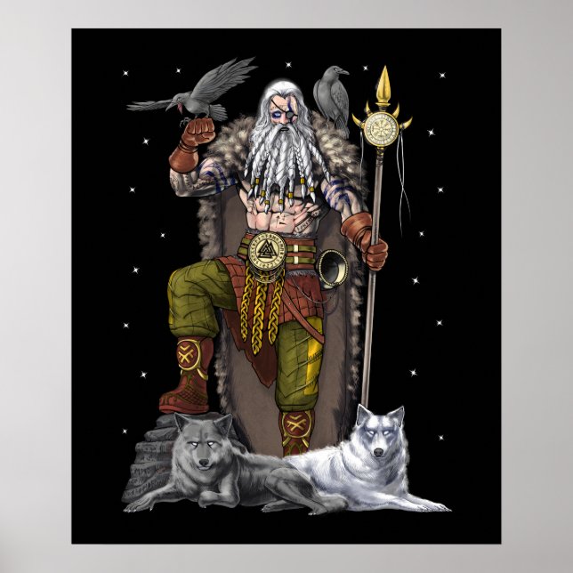 Norse Viking God Odin Poster (Vorne)