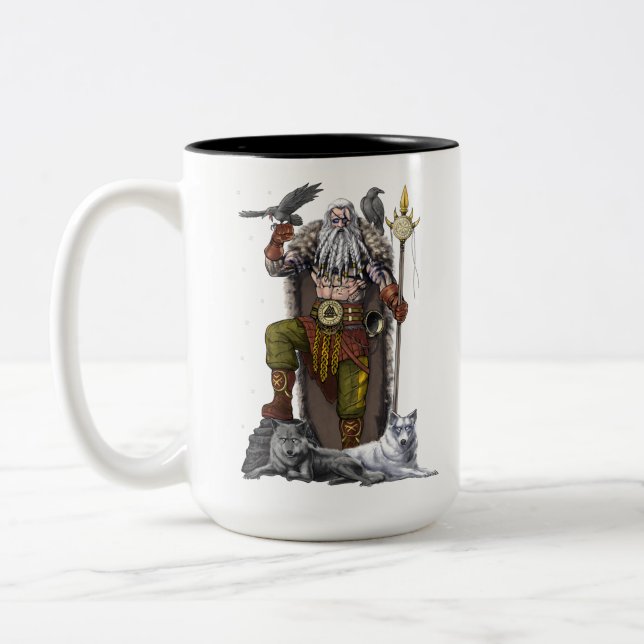 Norse Viking God Odin Zweifarbige Tasse (Links)