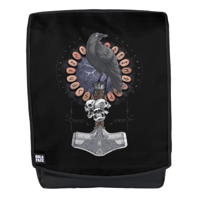 Norse Viking Raven Hammer Rucksack (Vorderseite)