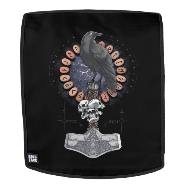 Norse Viking Raven Hammer Rucksack (Abnehmbare Front)