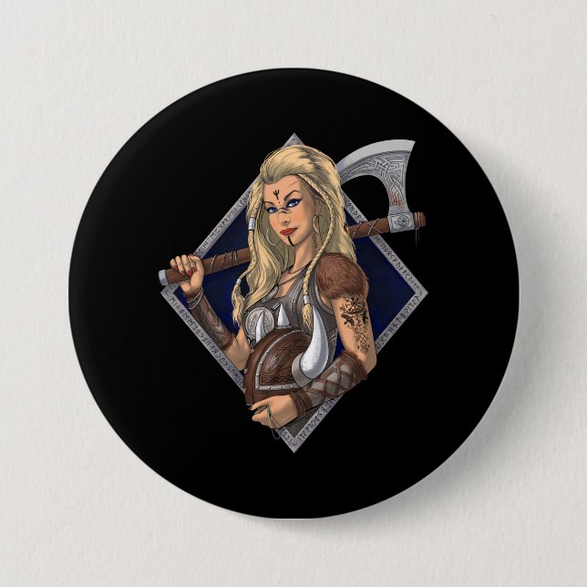 Norse Viking Warrior Button (Vorderseite)
