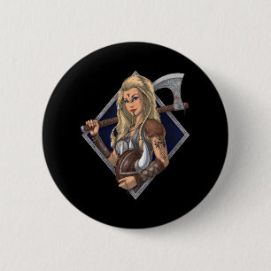 Norse Viking Warrior Button