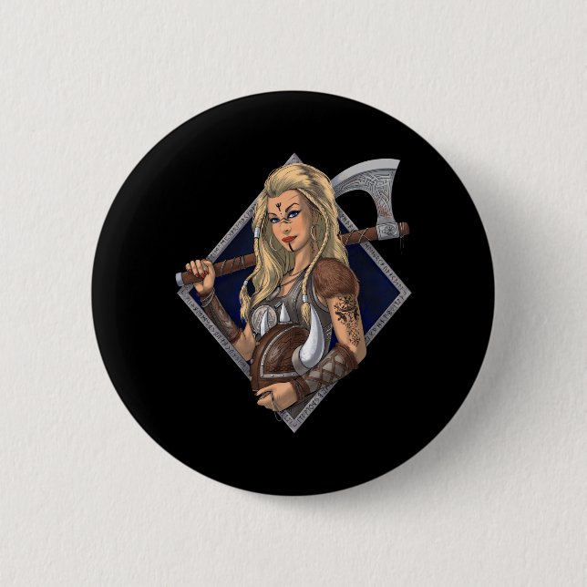 Norse Viking Warrior Button (Vorderseite)