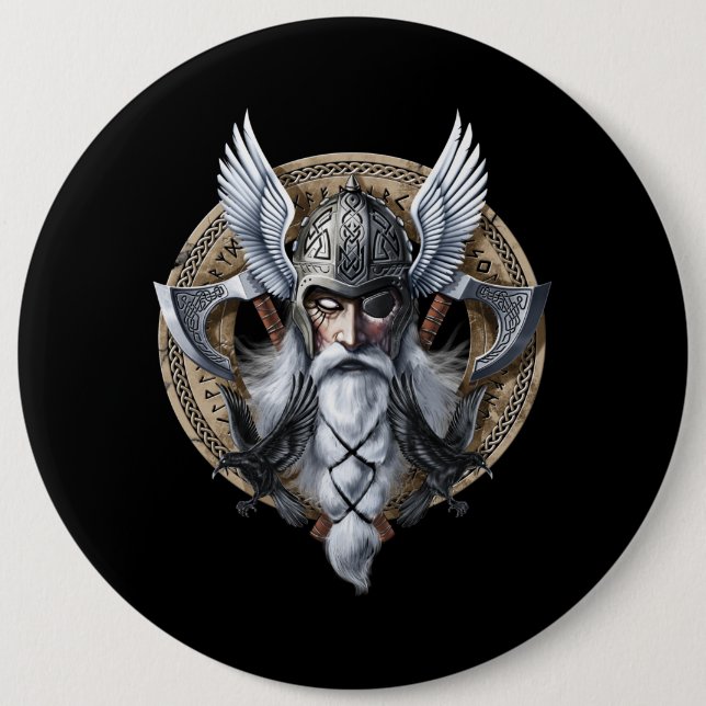 Norse Warrior God Odin Button (Vorderseite)