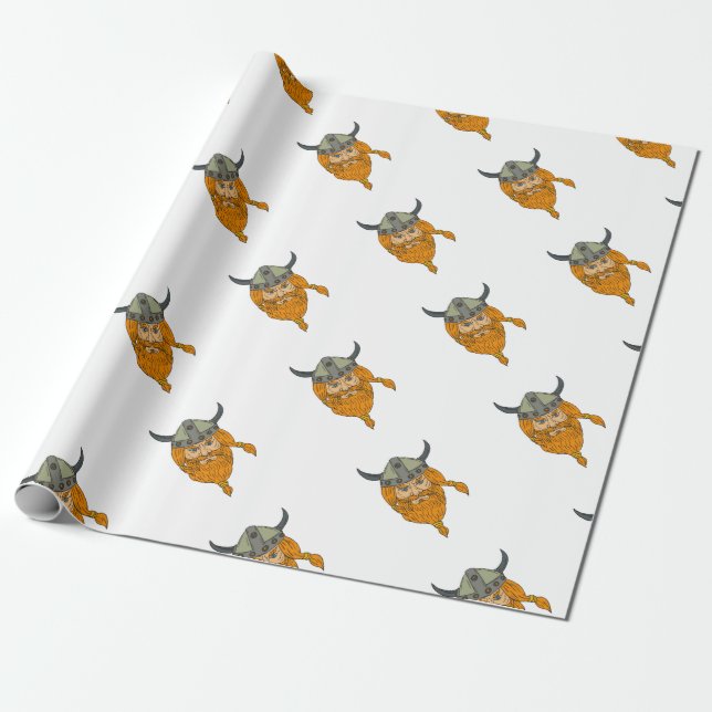 Norseman-Wikinger-Krieger-Hauptzeichnen Geschenkpapier (Ungerollt)