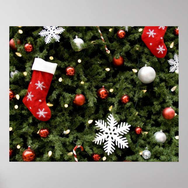 North America. Weihnachtsdekorationen auf Baum. 2 Poster (Vorne)