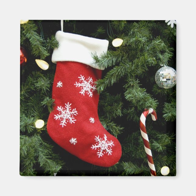 North America. Weihnachtsdekorationen auf Baum. 3 Magnet (Vorne)