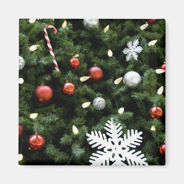 North America. Weihnachtsdekorationen auf Baum. 4 Magnet (Vorne)