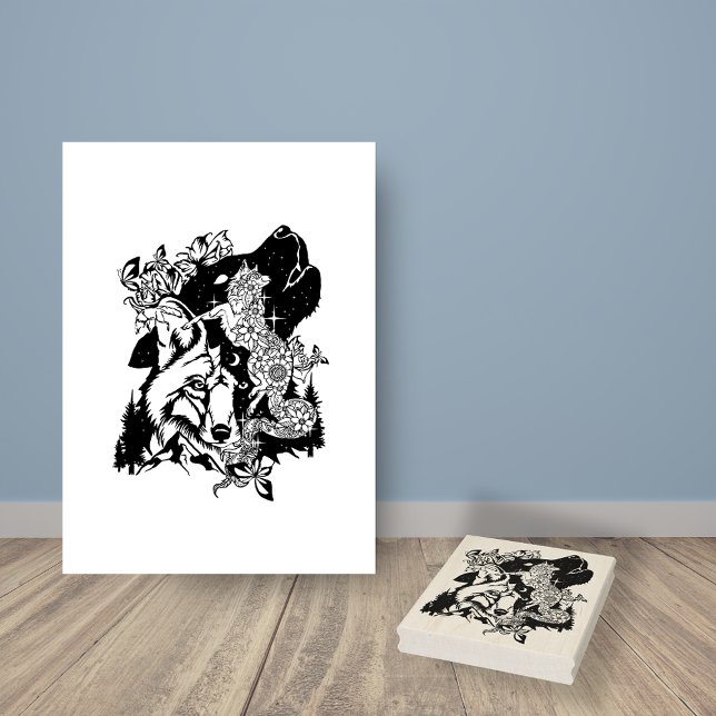 North American Coyote Art Coloring Page Gummistempel (Von Creator hochgeladen)