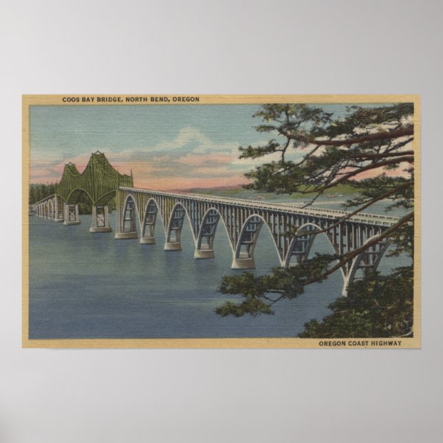 North Bend, Oregon - Coos Bay Bridge View Poster (Vorne)