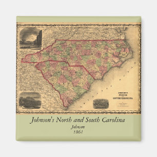 North Carolina 1861 und South- Carolinakarte Magnet