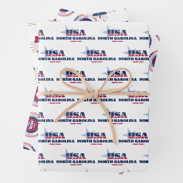 North Carolina, 50 Staaten, Liberty Bell Geschenkpapier Set (Beispiel)