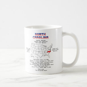 North Carolina American Staat auf einer Karte mit  Kaffeetasse